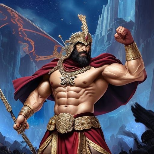 Muscular Hades in Opulent Greek Armor