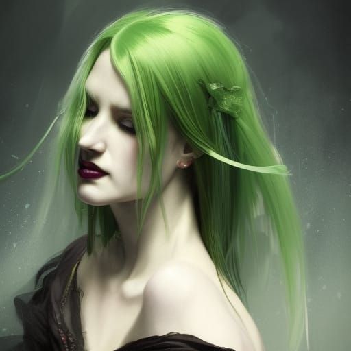 Vampire Mistress Portrait in Art Nouveau Style