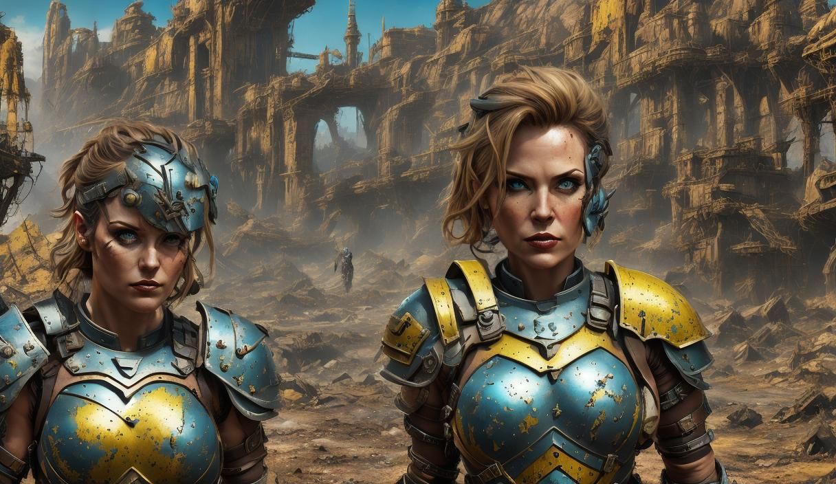 Wasteland Girl in Armor as Impasto Painting