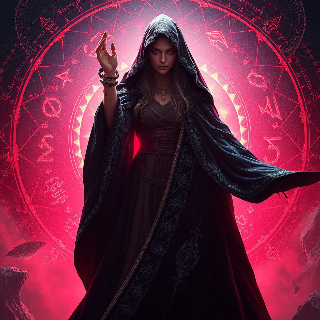 Sorceress Enters Red Portal: Dark Fantasy Matte Painting