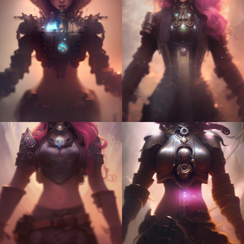 Steampunk Woman Portrait with Octopus Armor