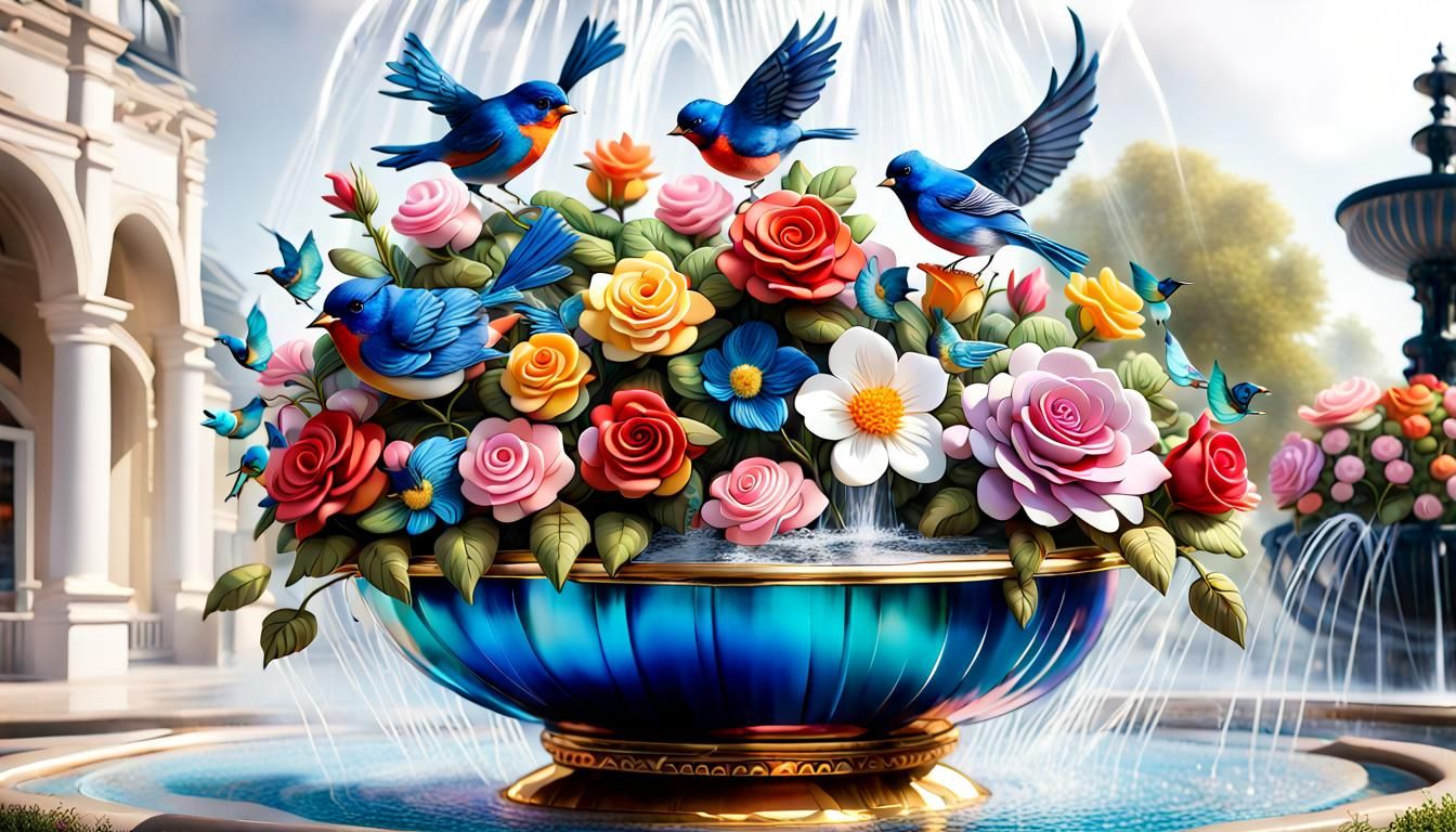 Faberge Pot with Metal Roses in Candy Art Style