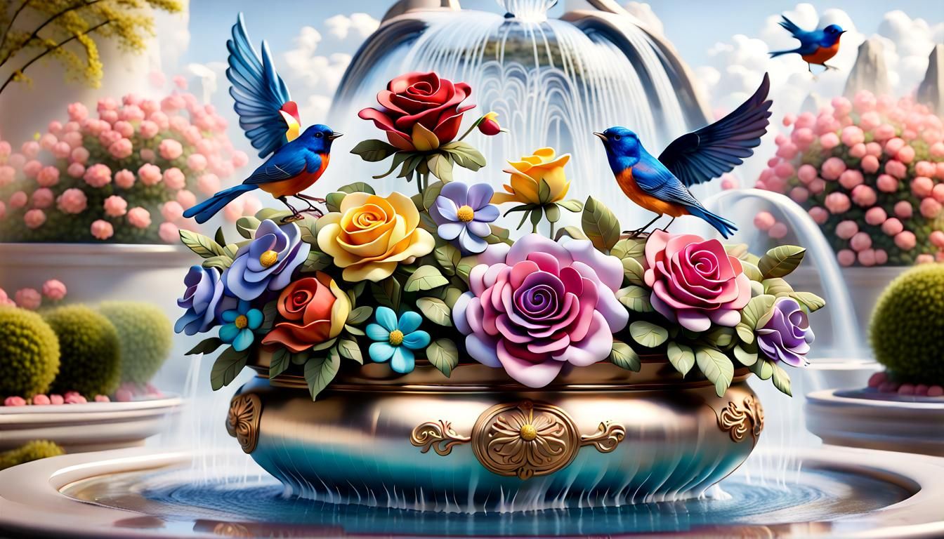 Faberge Pot with Metal Roses in Candy Art Style