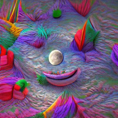 Smiling Moon 3D Render in Vibrant Colors