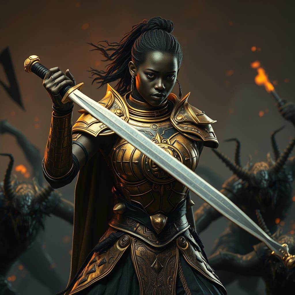 Surreal Goddess of War Unleashes Fury in Hellish Realm