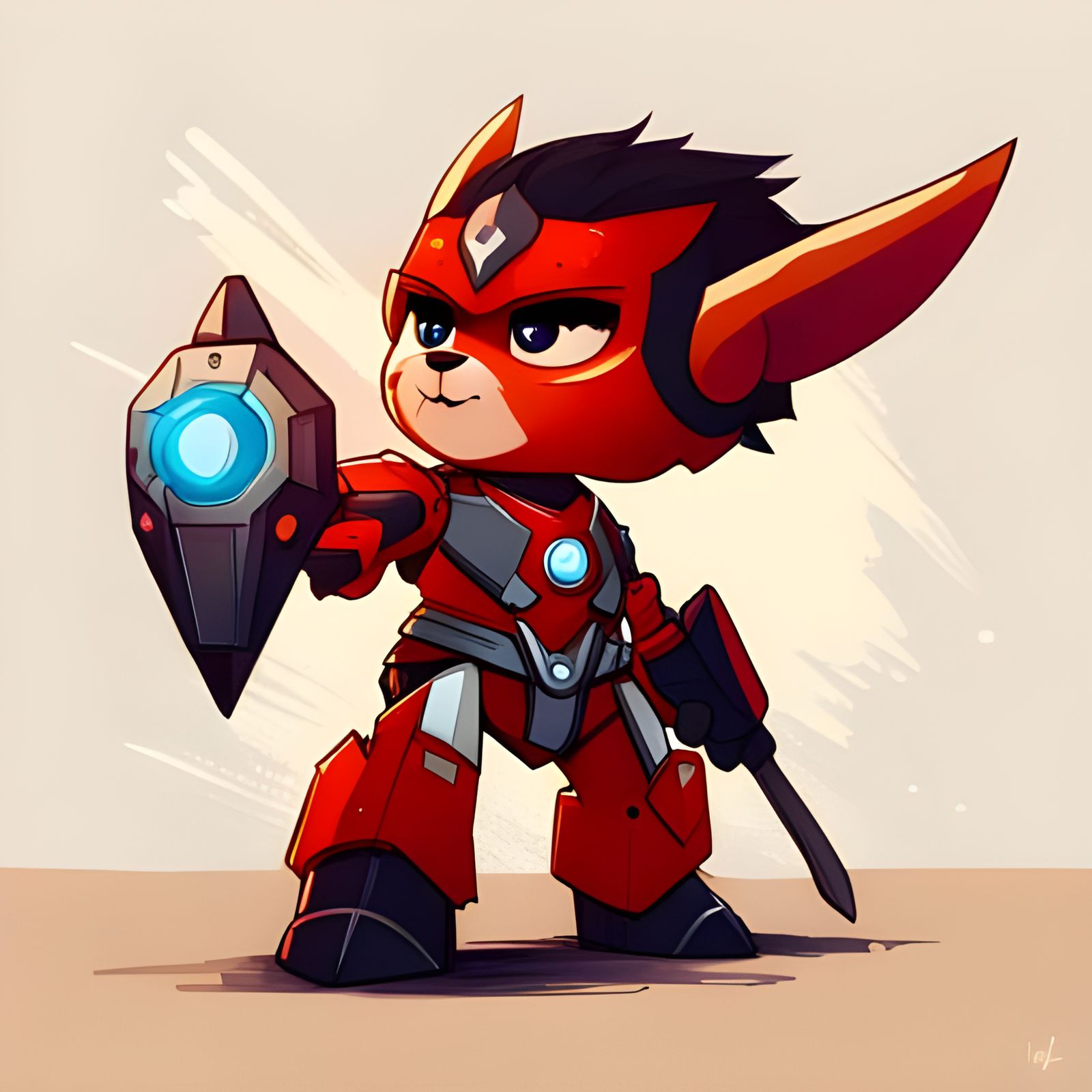 Detailed Chibi Anthro Knight in Polychromatic Splash Art