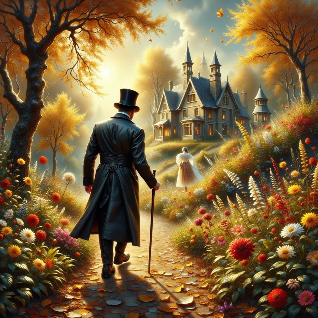 Surreal Englishman in Whimsical English Garden