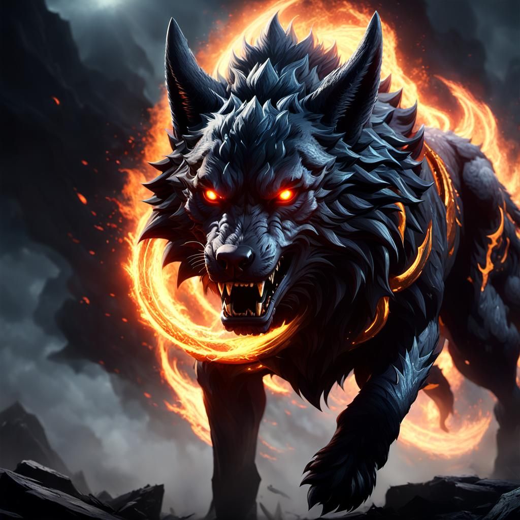 Fenrir Charging Through Battlefield: 3D Game Art