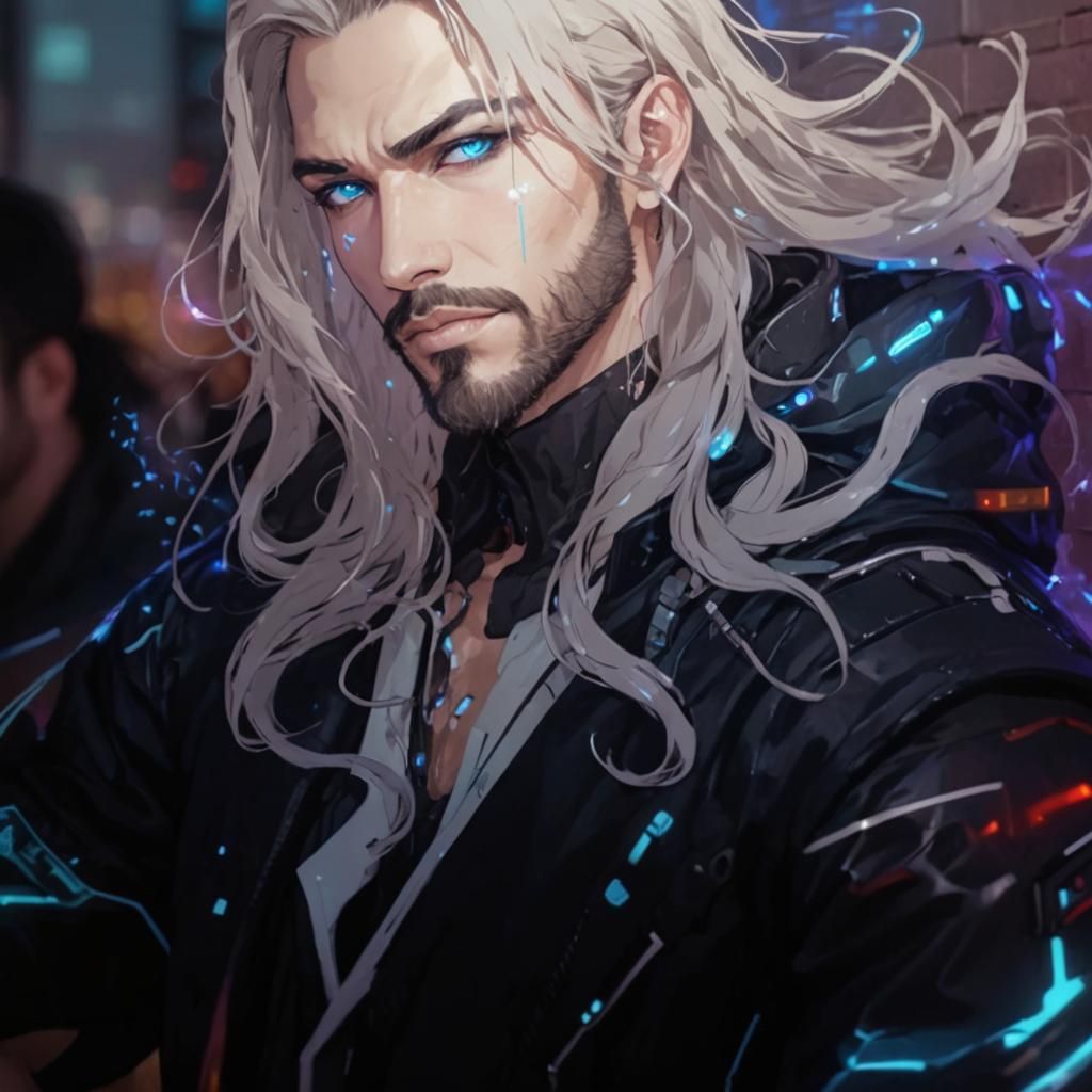 Cyberpunk Mercenary in a Neon City