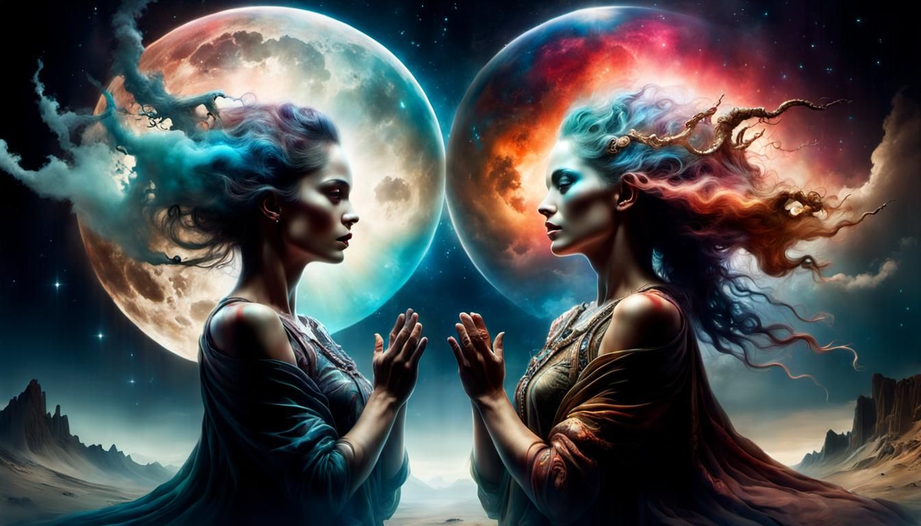 Ethereal Goddesses Dancing in Radiant Light