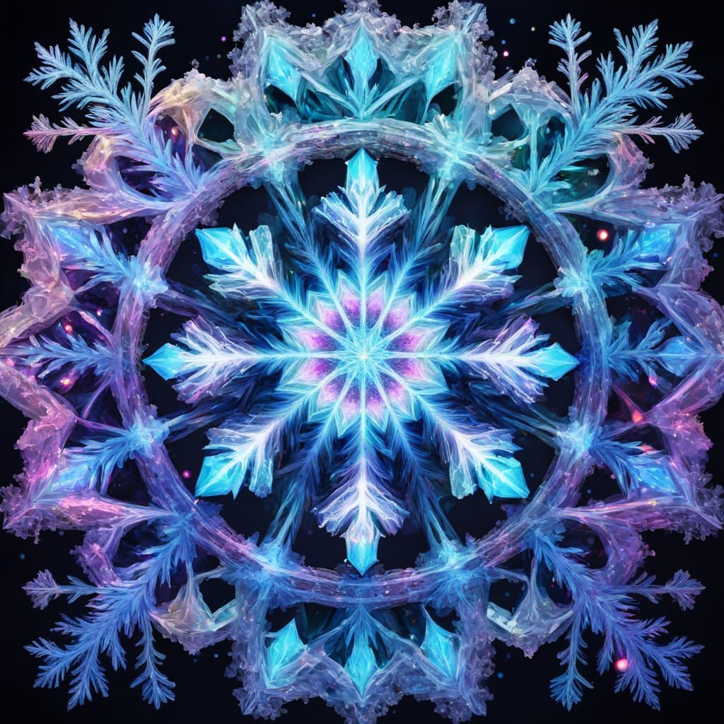 Vibrant Holographic Kaleidoscope Snowflake