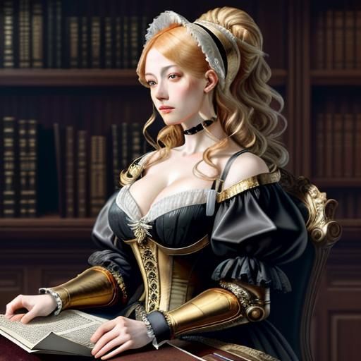 Cyborg Librarian in Baroque Renaissance Style
