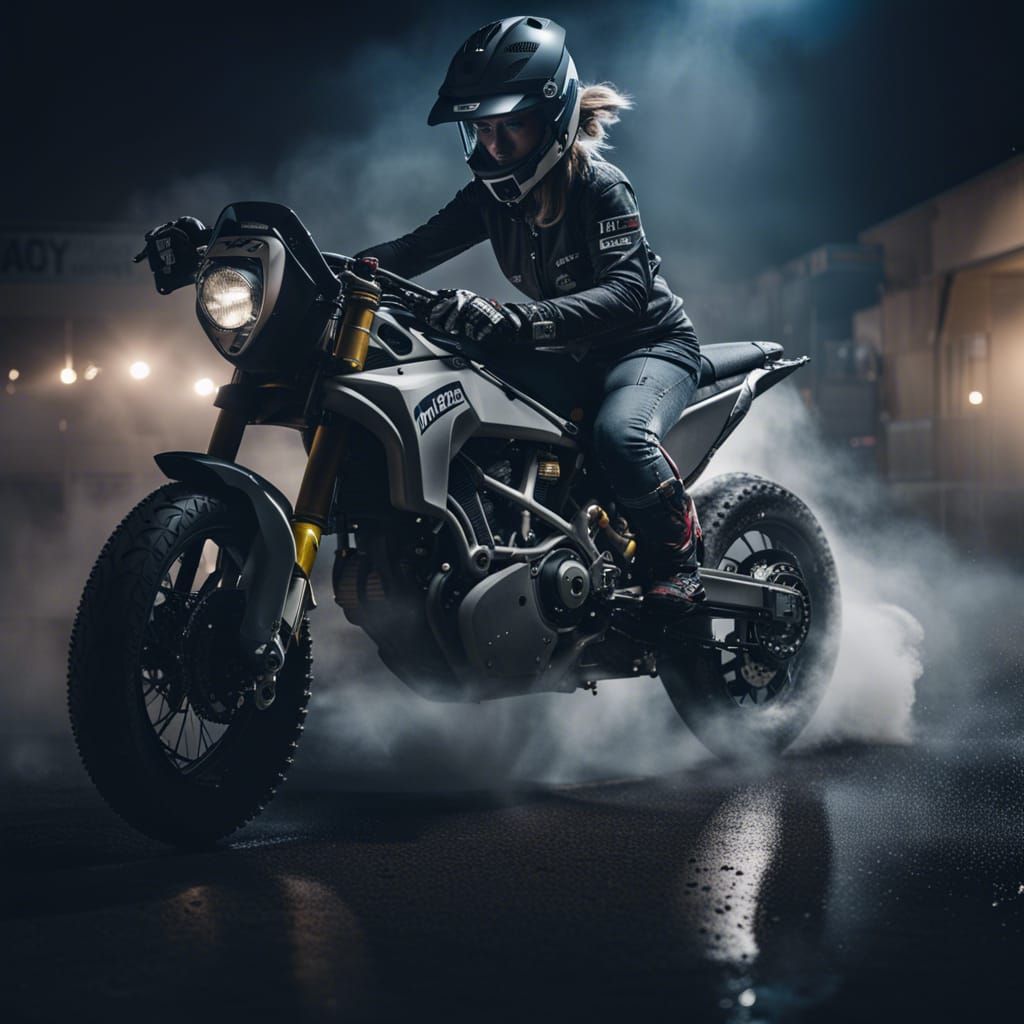 Husqvarna 701 Burnout on Wet Streets at Night