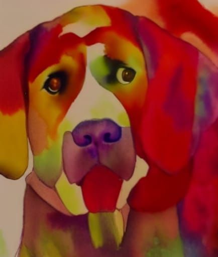 Watercolor Dog with Wet Nose and Floppy Ears