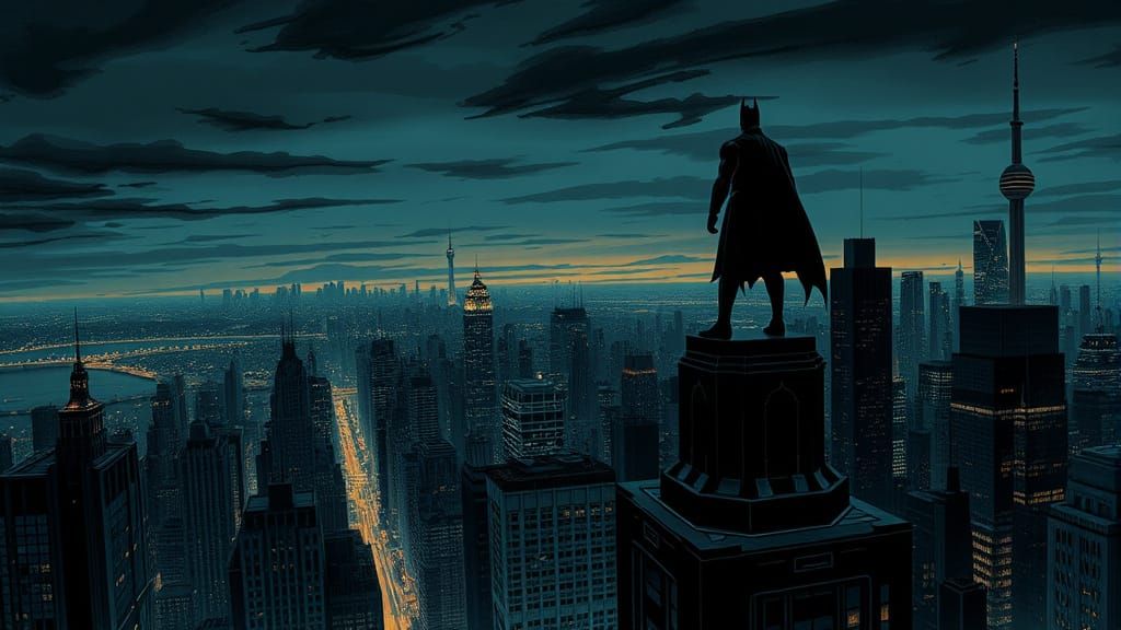 Gritty Urban Hero Stands Vigilant in Noir-Inspired Metropoli...