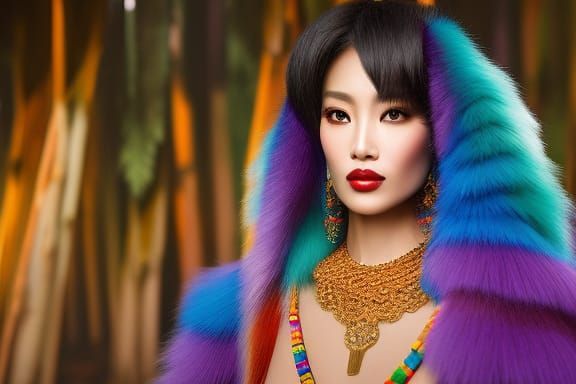 Rainbow Faux Fur Mantle in Fashion Workshop