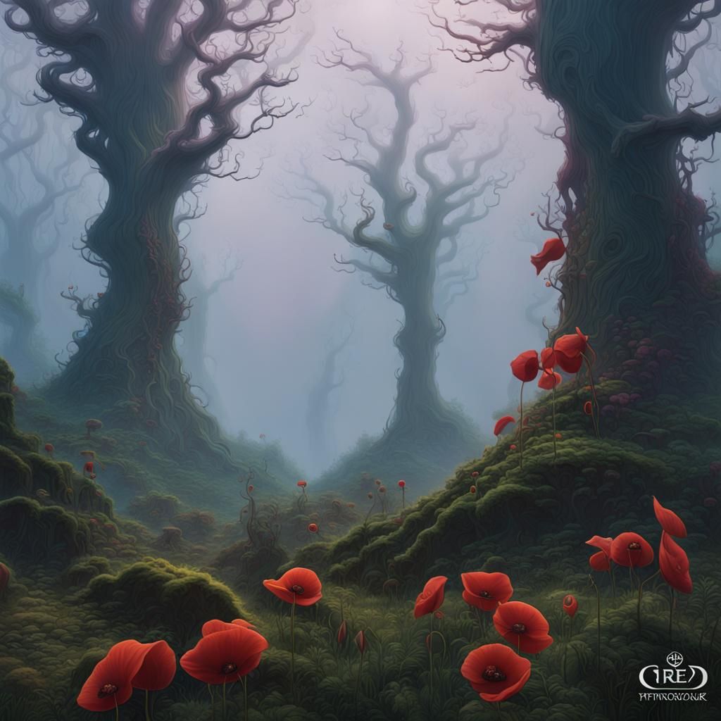 Ethereal Forest Landscape in Roger Dean Style