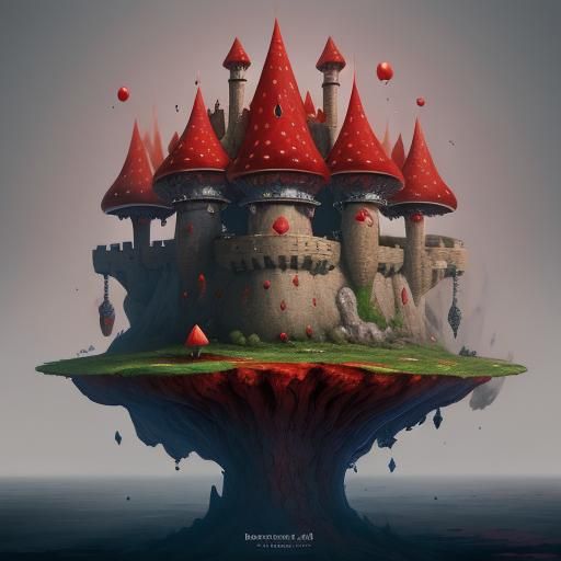 Fantastical Mushroom Castle Concept Art in 8k