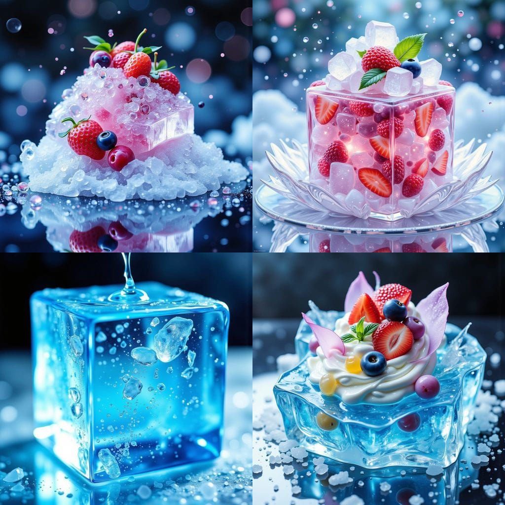 Synthetic Cold Ice Dessert in Sci-Fi Style