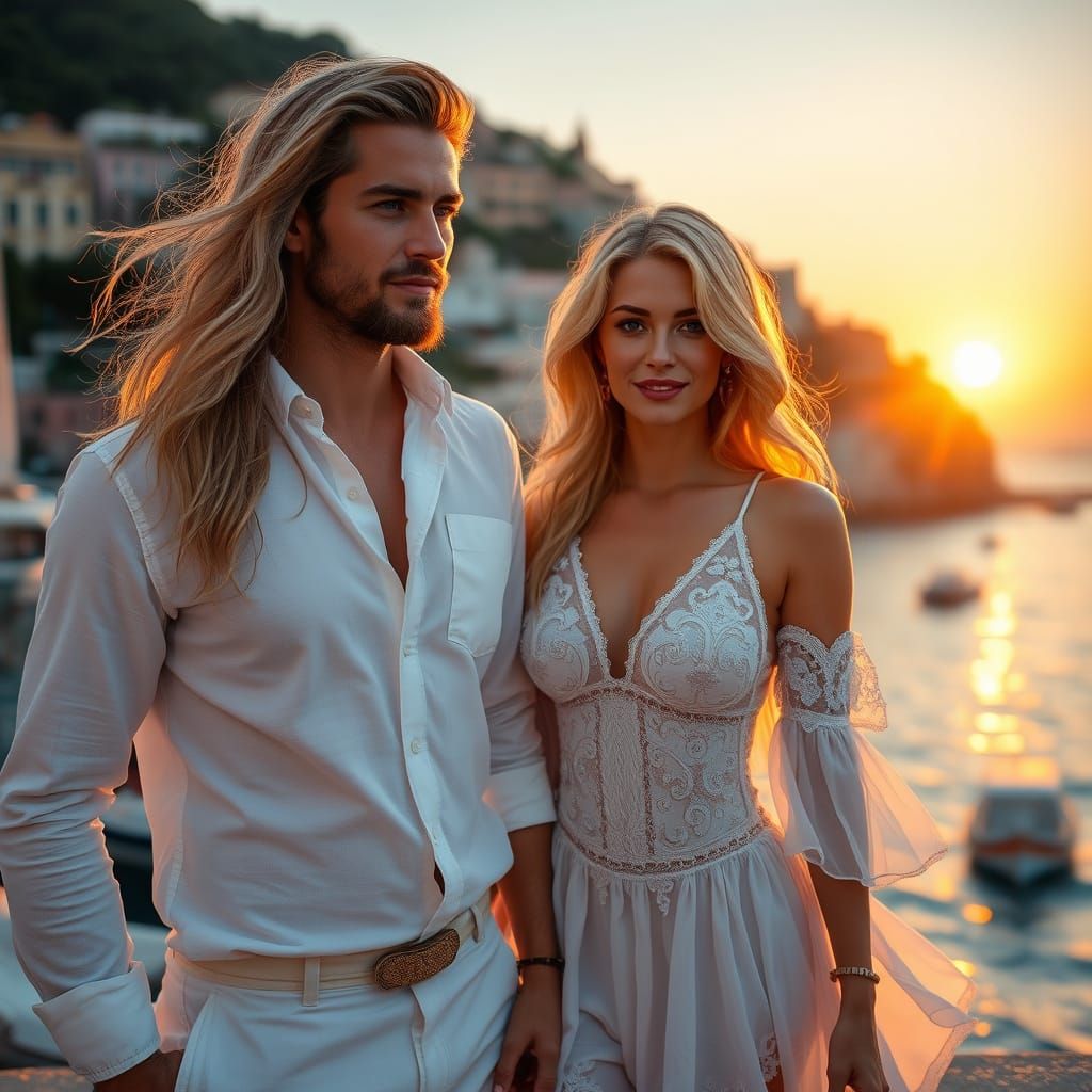 Ethereal Sunset Couple in Portofino