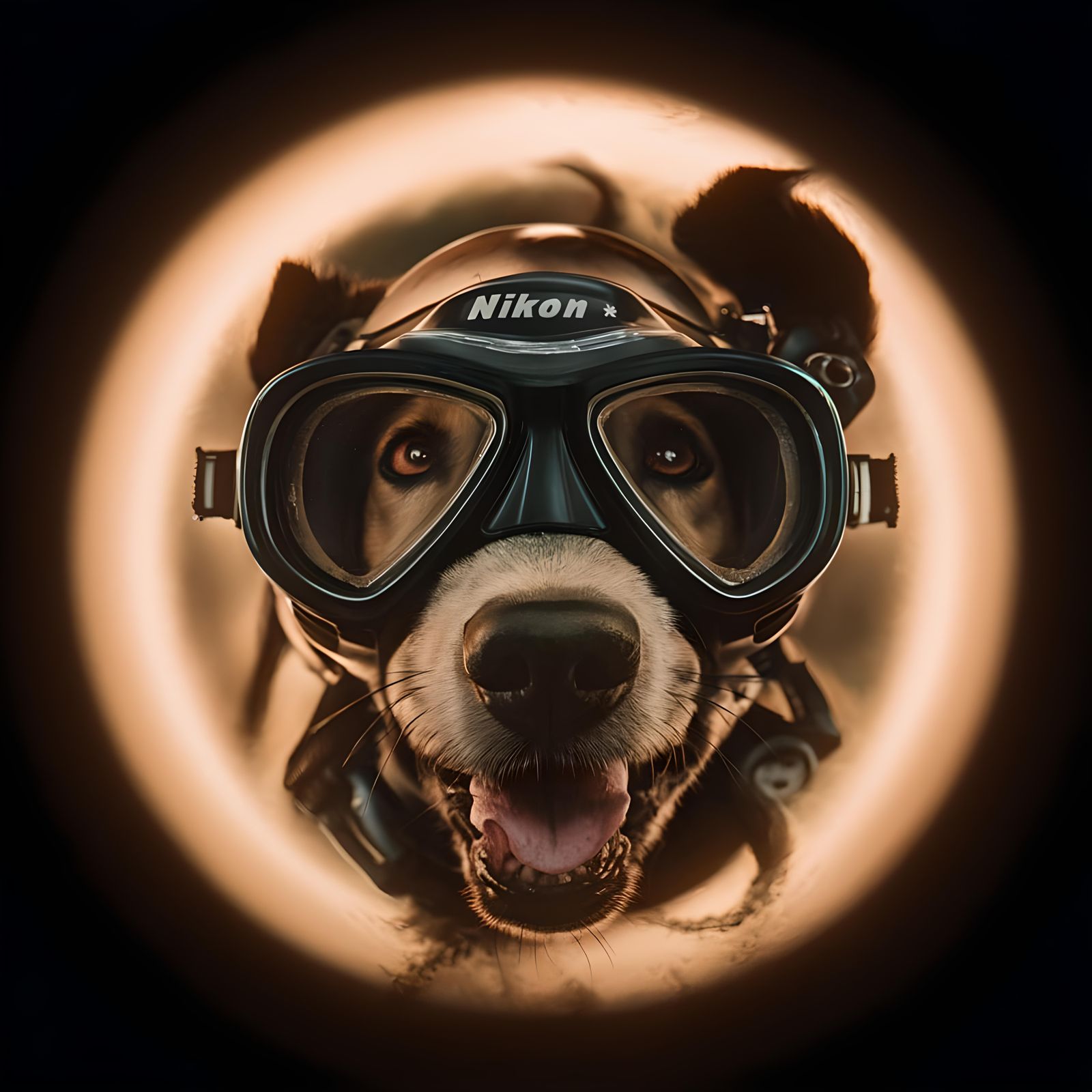 Dog Underwater Portrait with Dive Mask