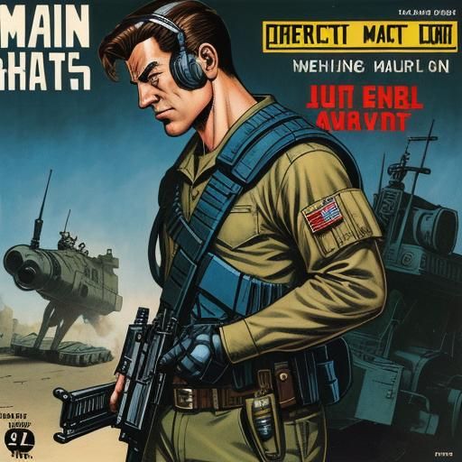 Man with Machine Gun: Comic Book Art