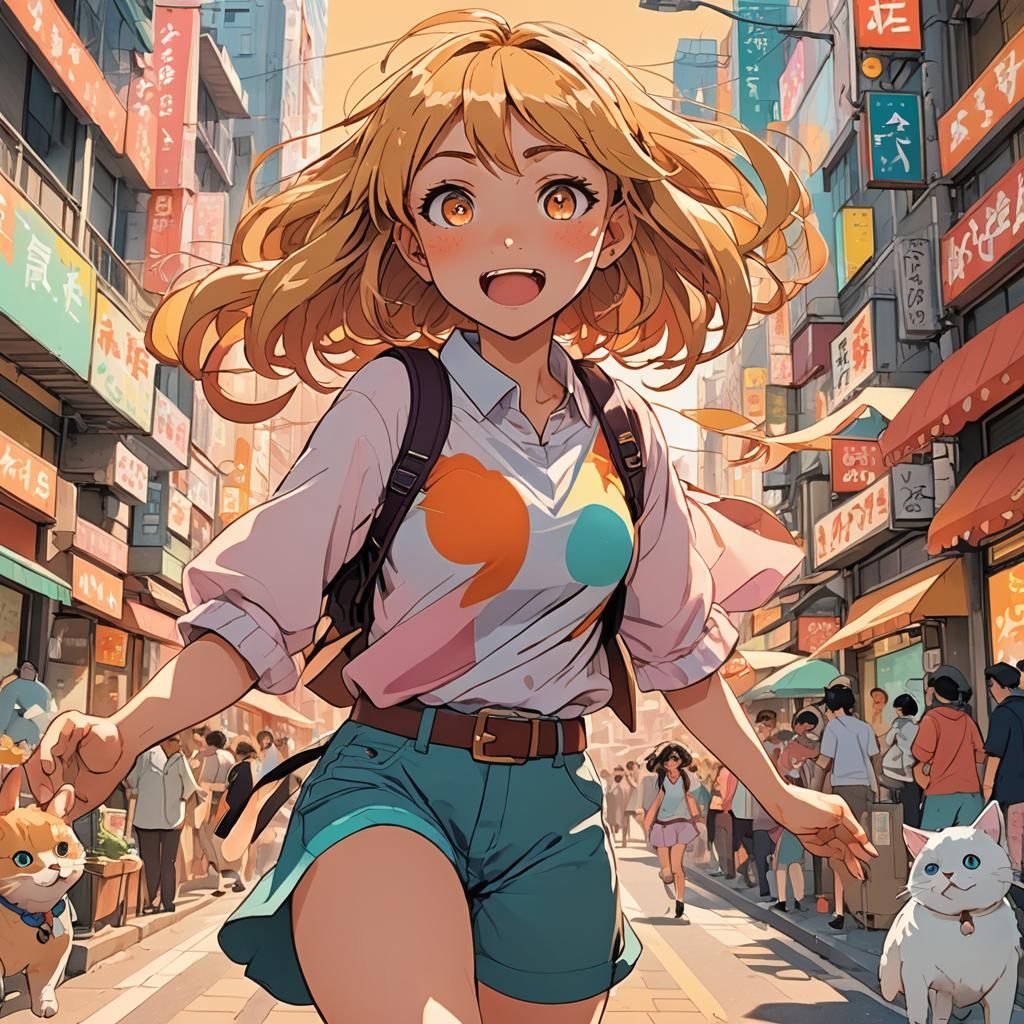 Vibrant Anime Characters in Dynamic Scene