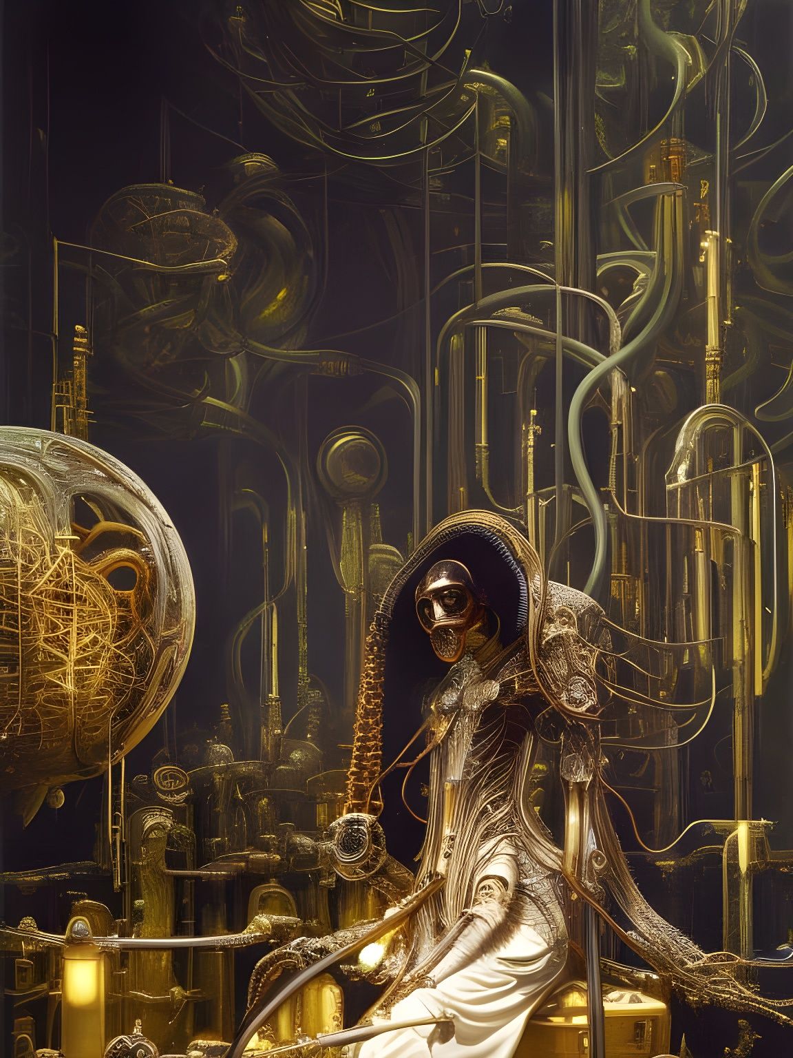 Mutant Scientist in Cathedral Laboratory, a Sci-Fi Portrait