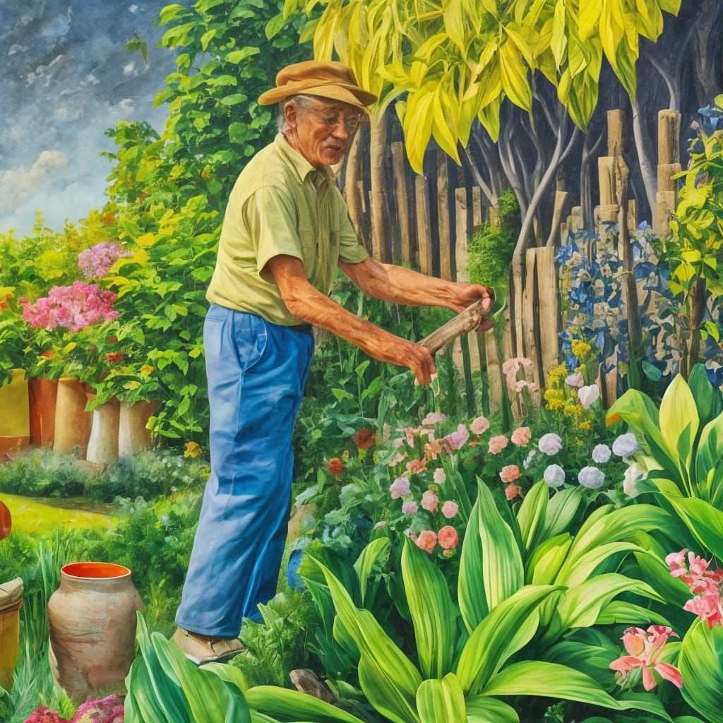 Old man gardener