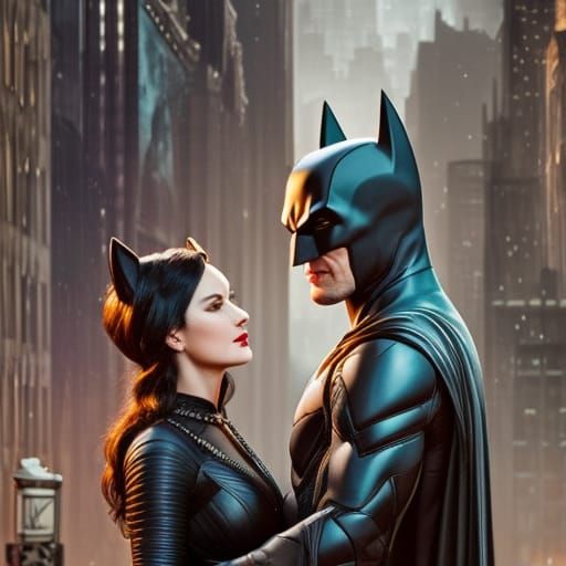 Noir Portrait: Batman and Catwoman Embrace