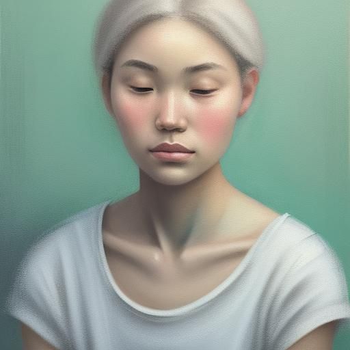 Minimalist Portrait in Soft Pastel Colors