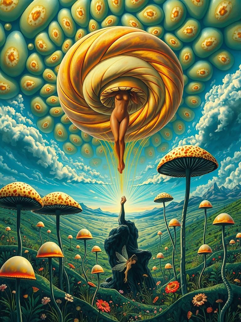 Surreal Landscape with Elastic Flora and Fairy Vortex