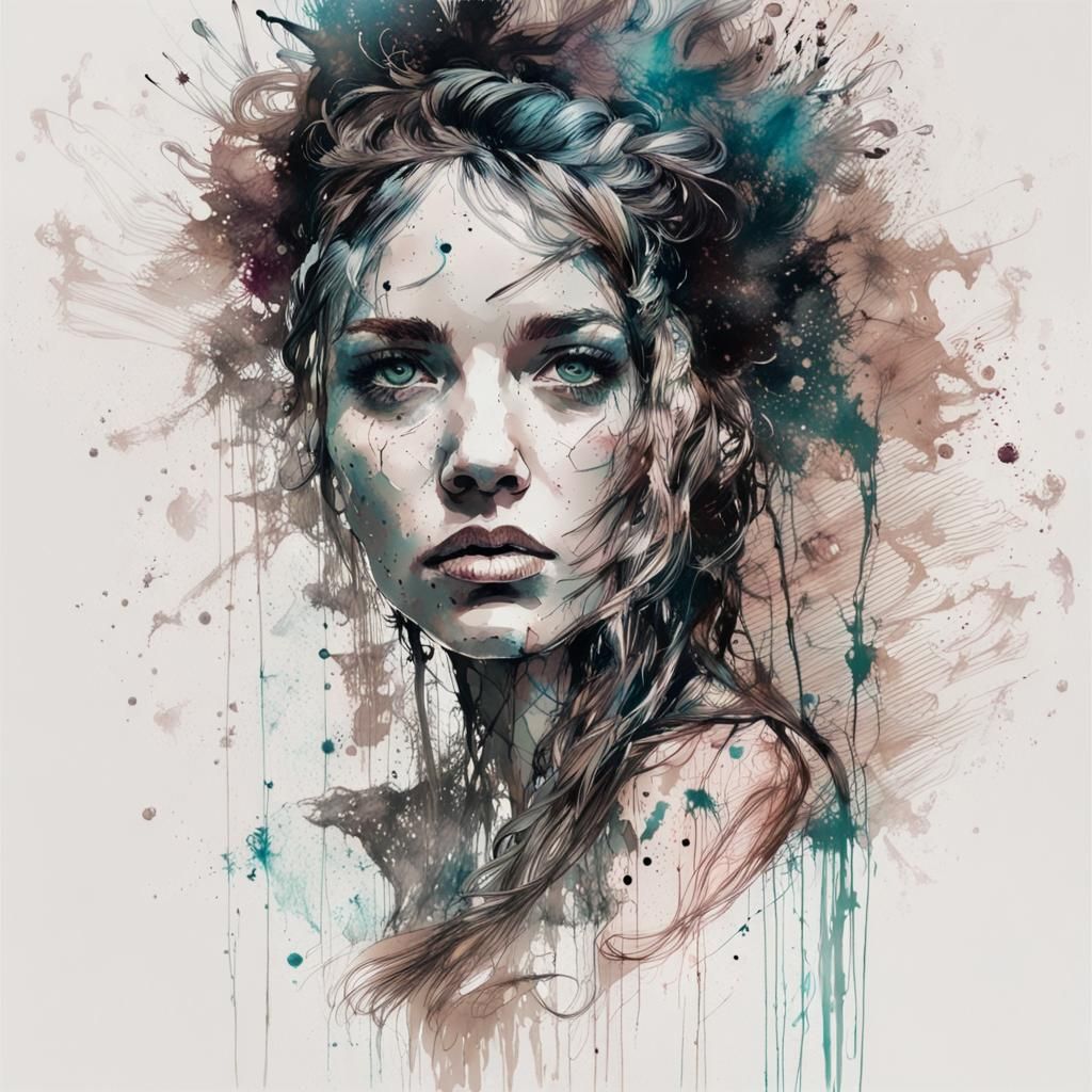 Portrait, Ink Splatter Art 2