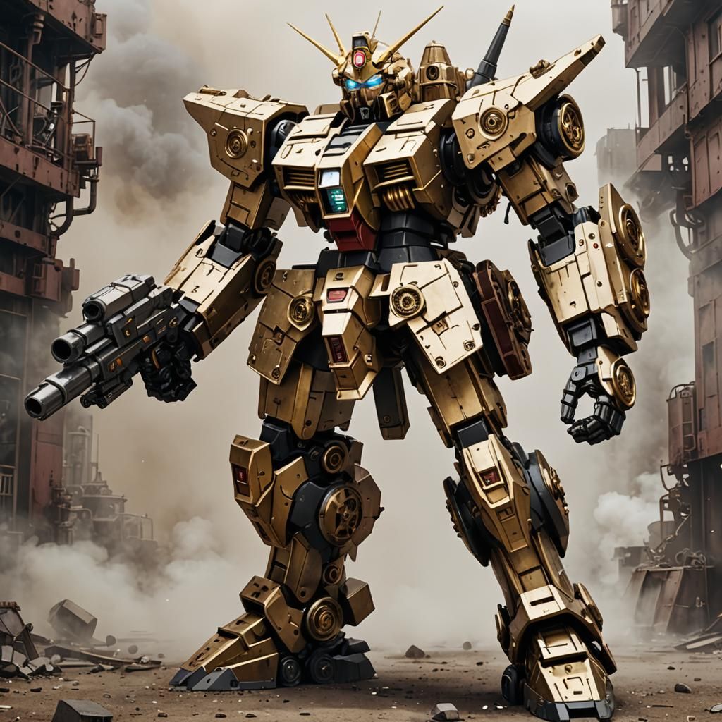 Steampunk Gundam Mobile Suit Illustration