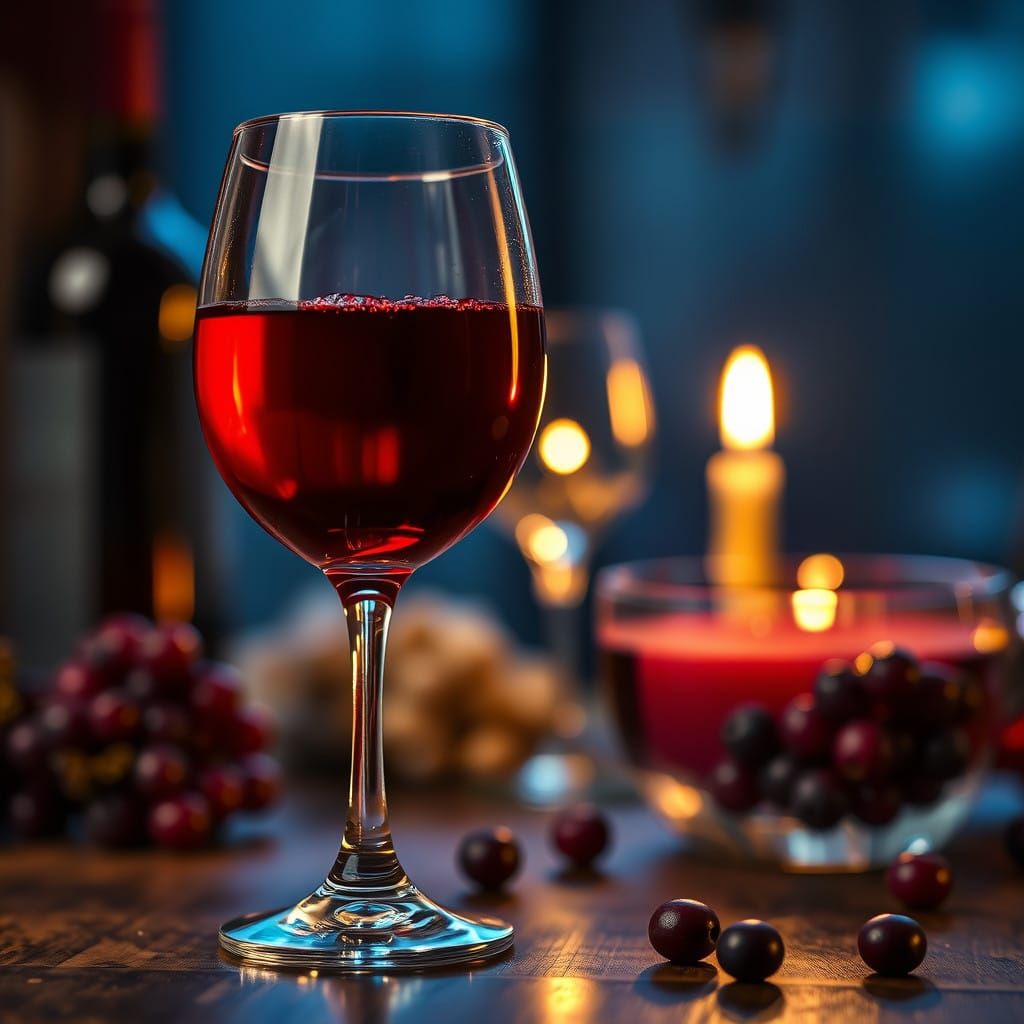 Elegant Glass and Wine Scene with Warm Ambiance