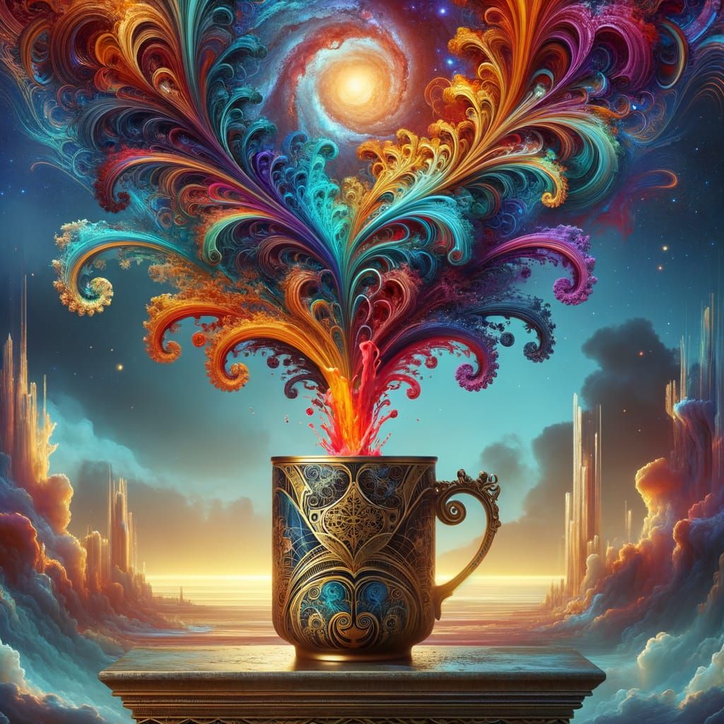 Cosmic Overflow: Fractal Art from Ceramic Mug