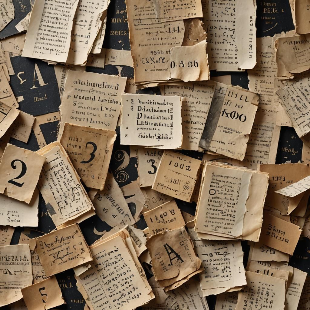 Antique Paper Collage with Foreign Script