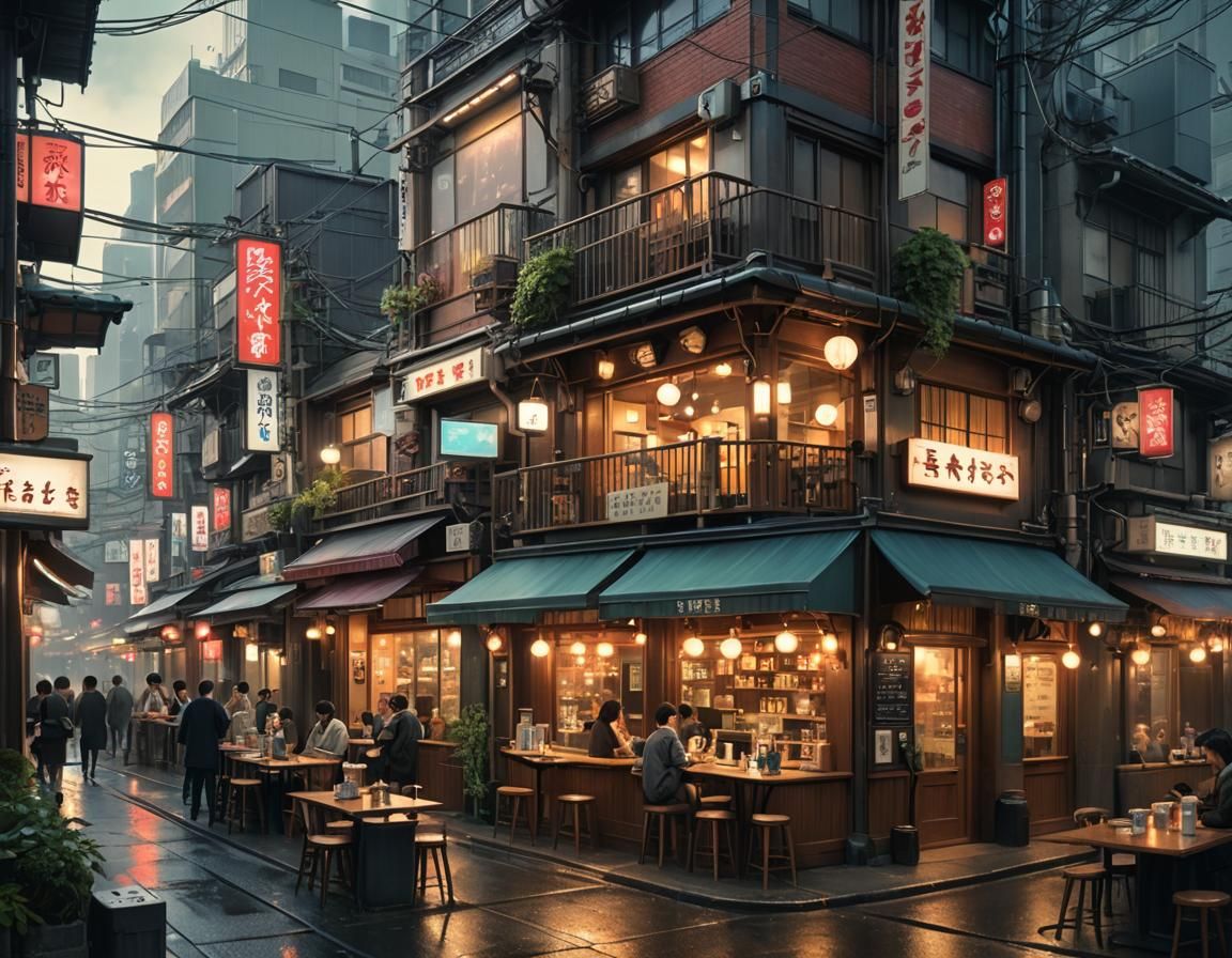Cozy Fantasy Coffee Shop in Tokyo Town