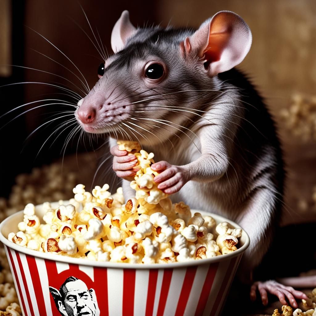 Rat Watching Shawshank Redemption Eating Popcorn