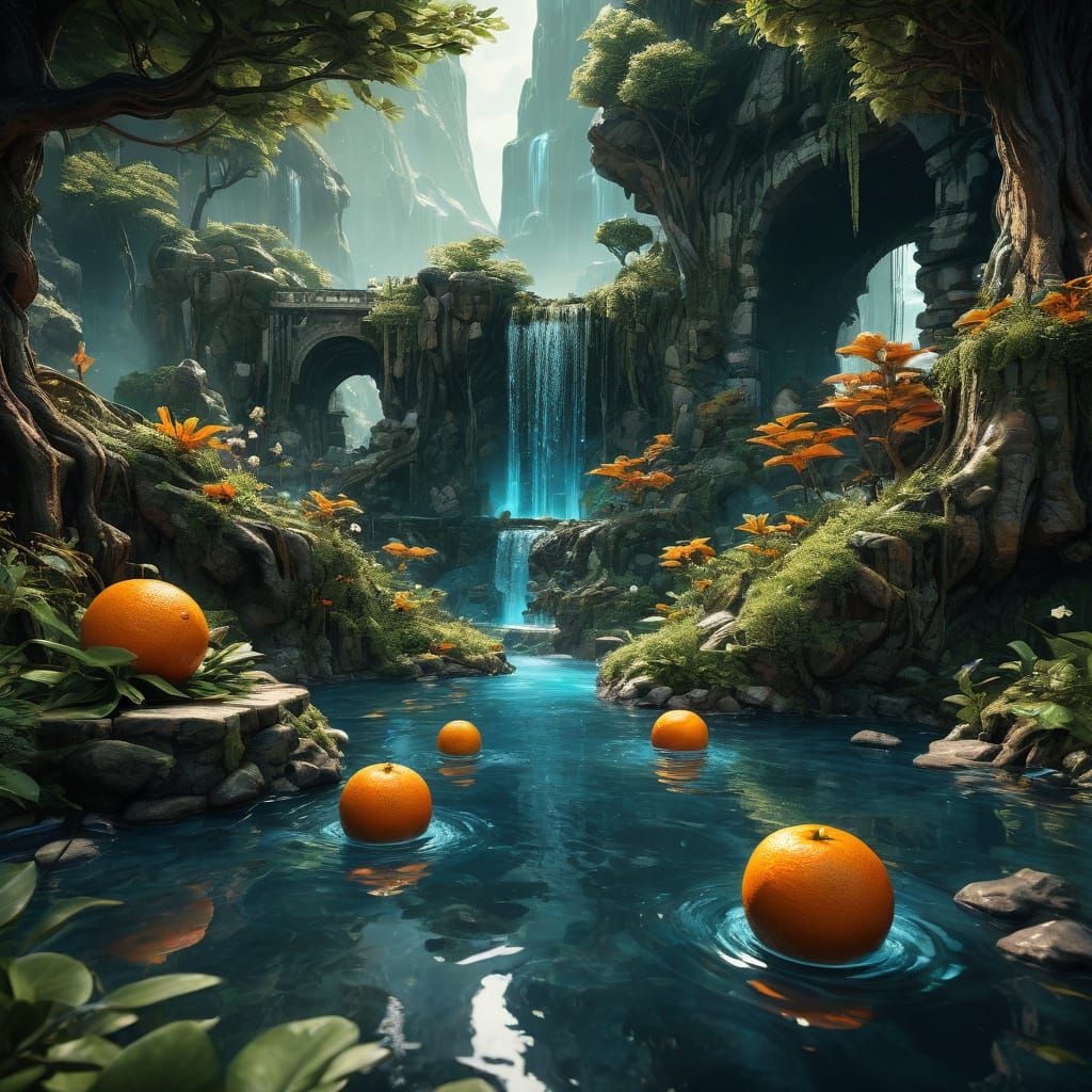 Miniature Orange Landscape in Vibrant Colors