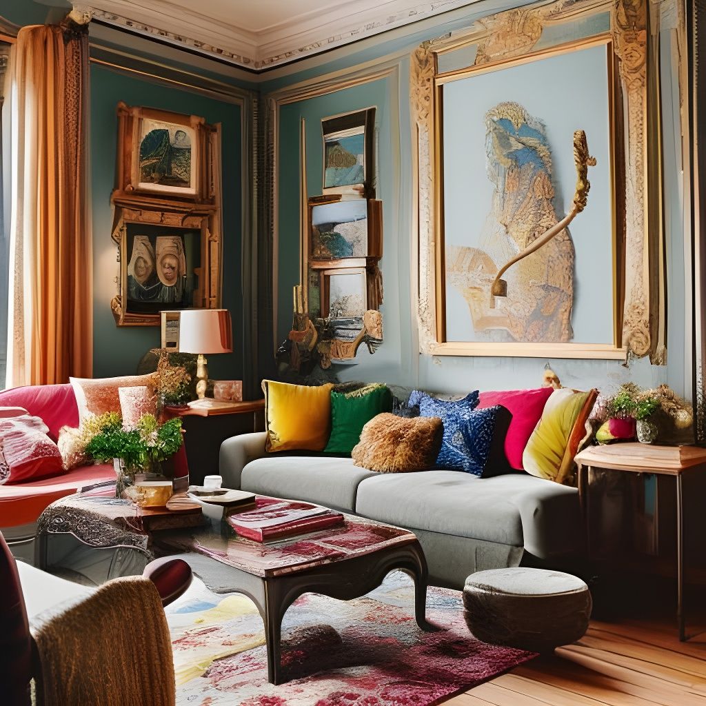 Cozy Living Room Interior in Maximalist Style