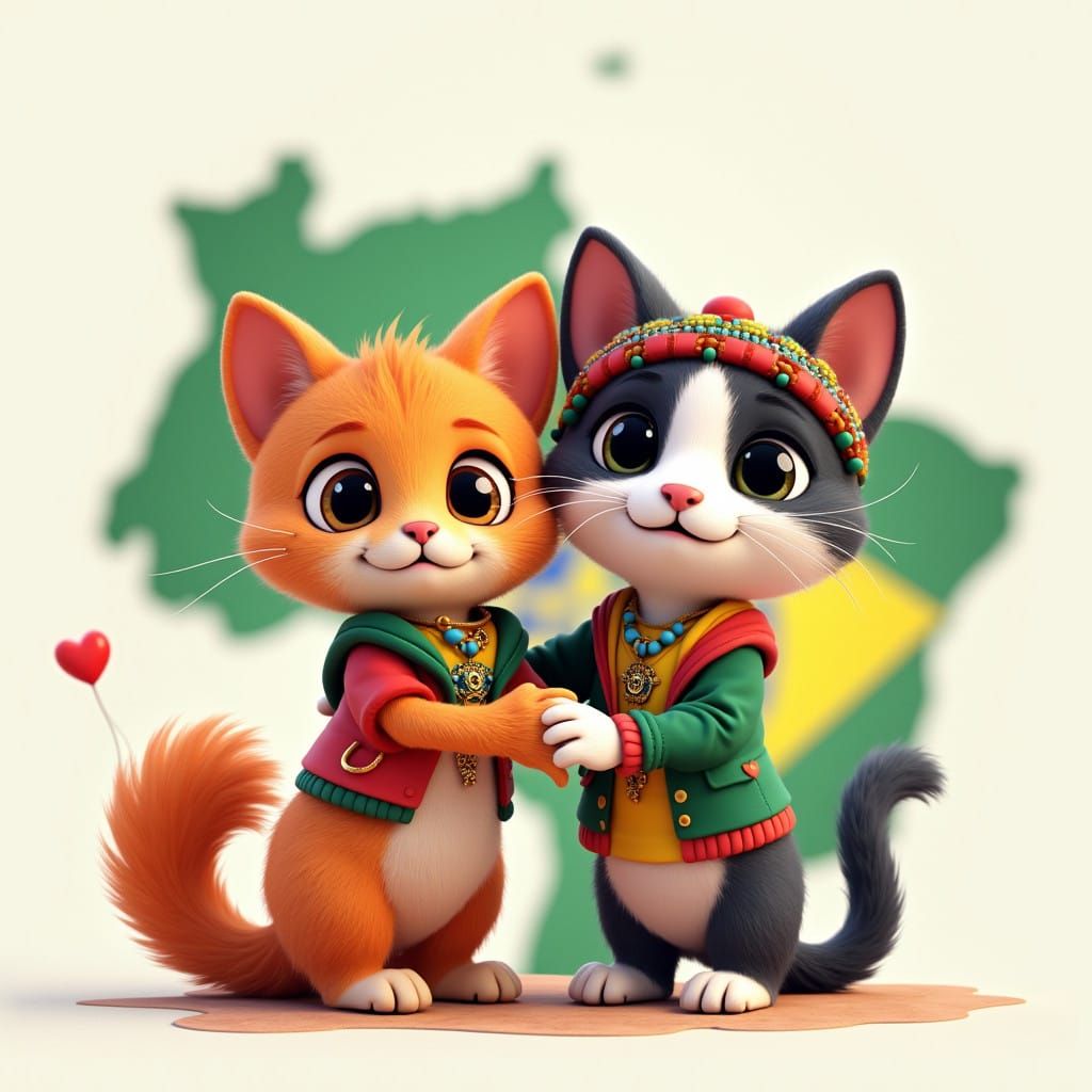 Vibrant 3D Logo Celebrating Cultural Union of Portugal and B...