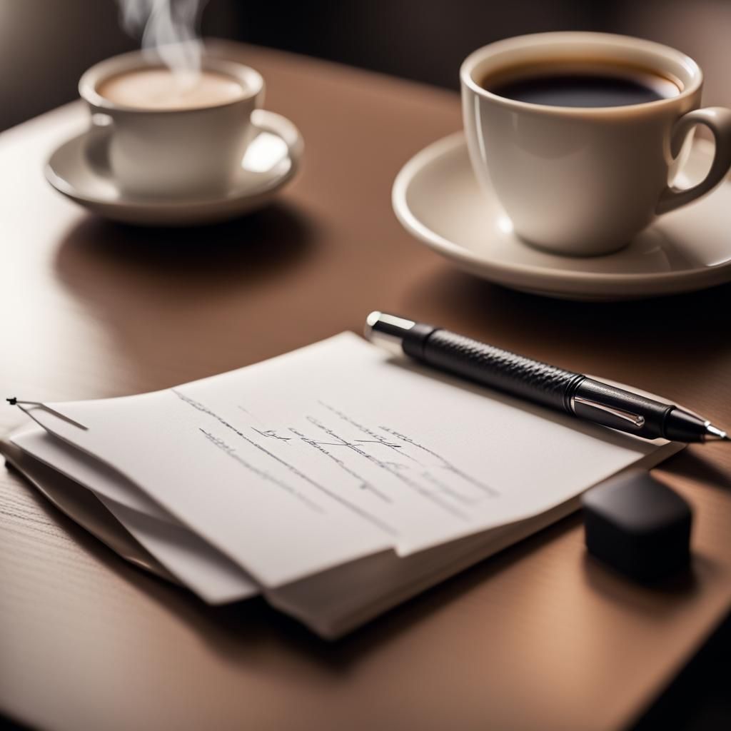 Coffee, Letter, and Pen in Professional Photography Style