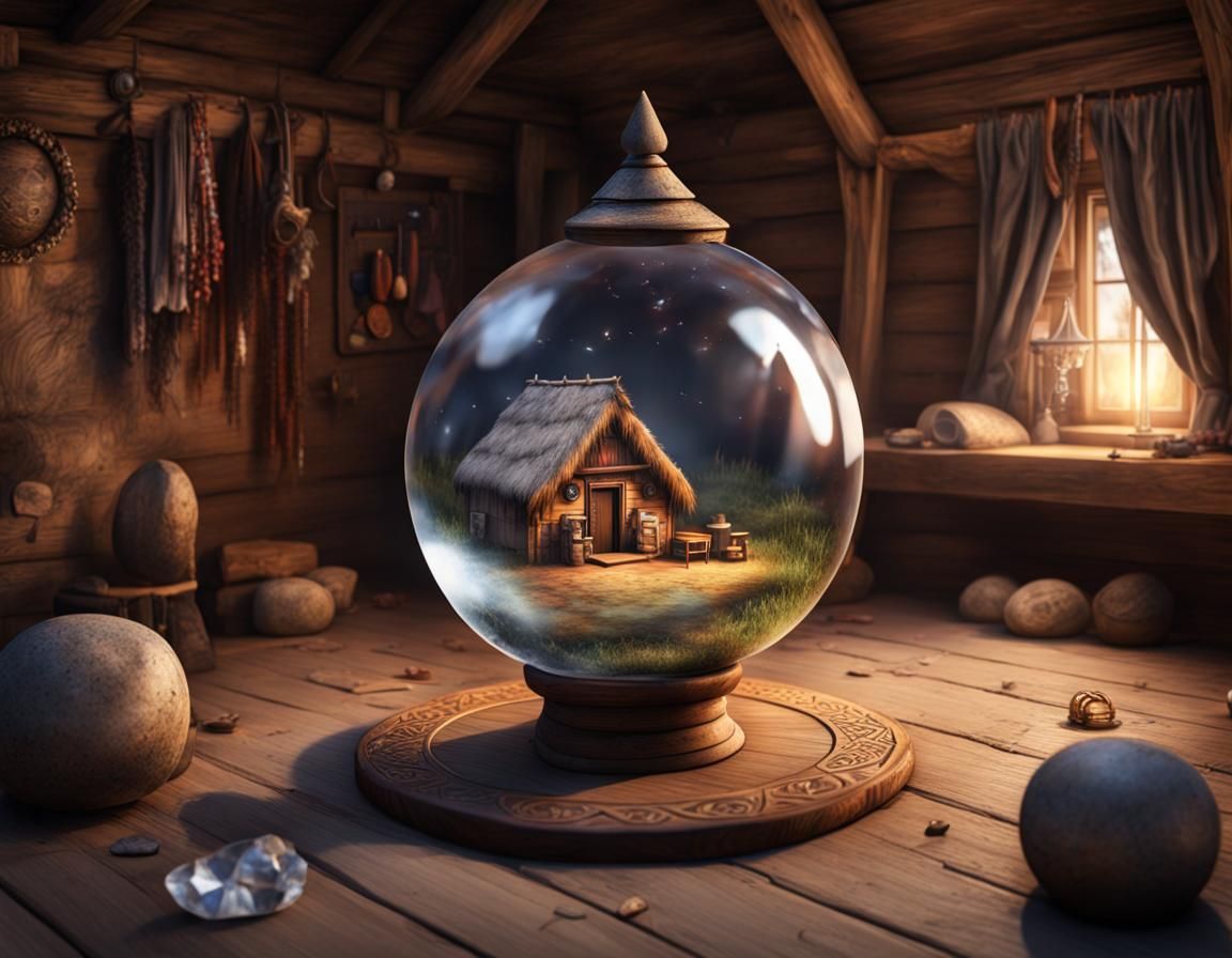 3D Crystal Ball Reveals Gypsy Hut