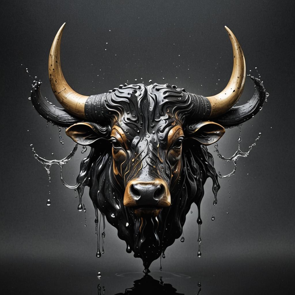 Water Taurus Zodiac Bull's Head on Black