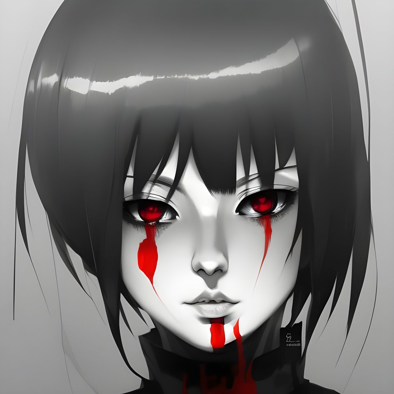 Yandere Portrait in Anime-Cel Style, 8K