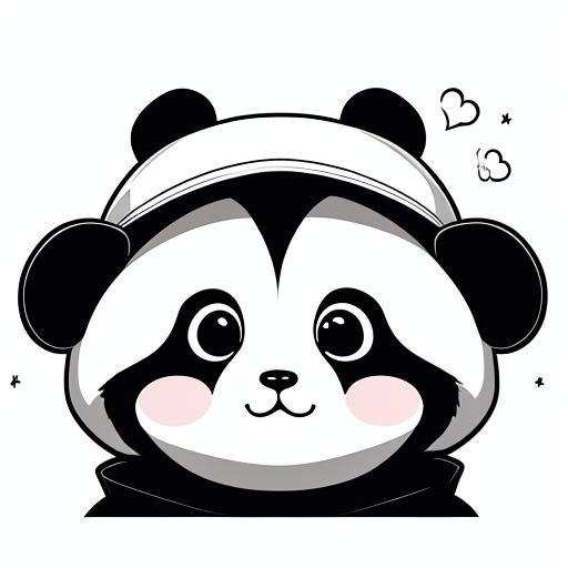 Chibi Panda Coloring Book Page Line Art