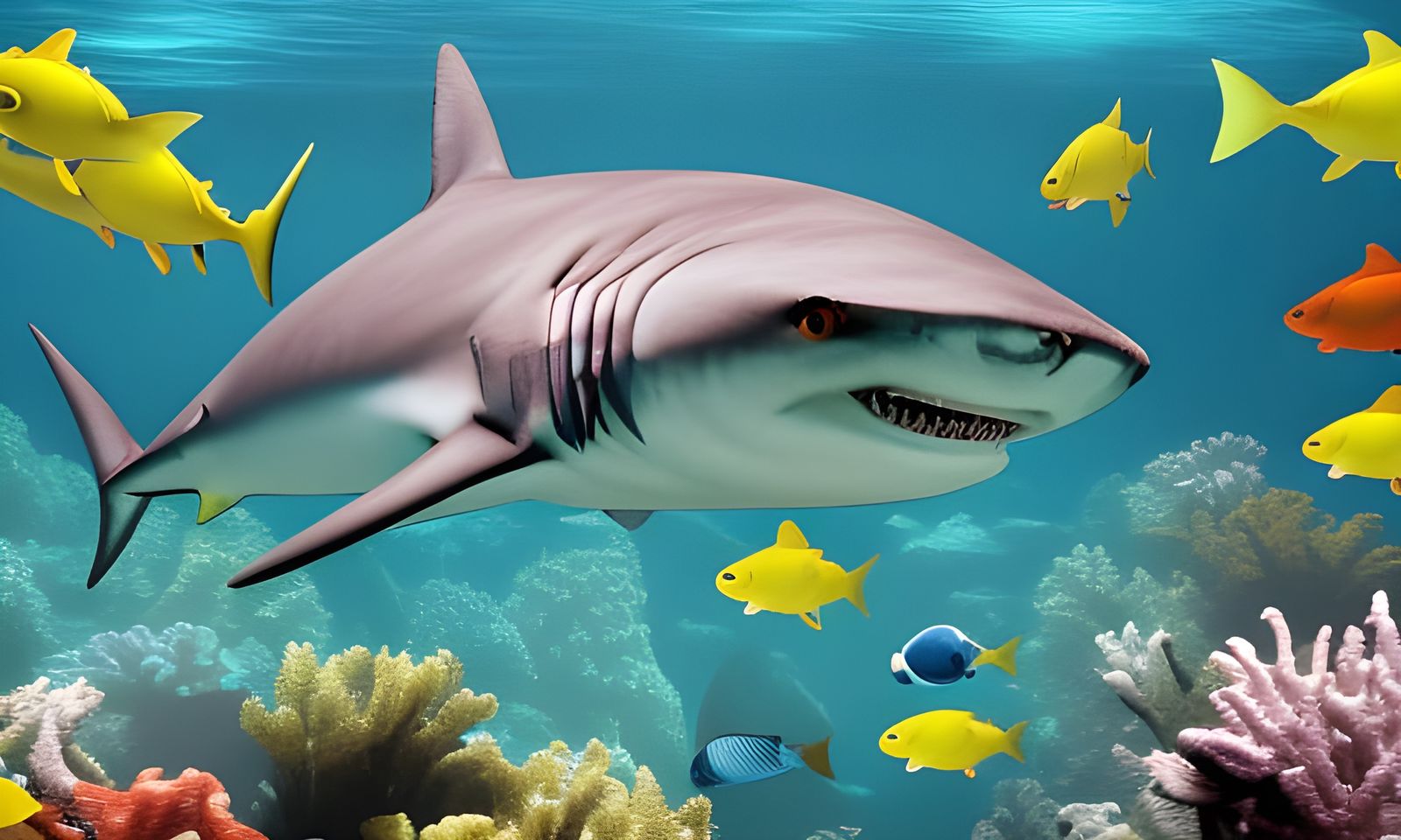 Shark in Coral Reef: Underwater Scene
