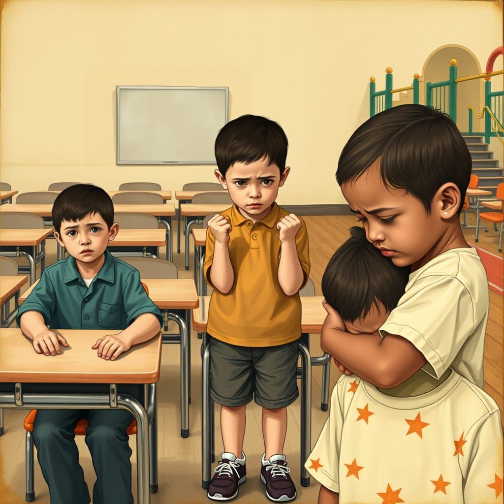 Children's Anger Portraits in Earthy Tones