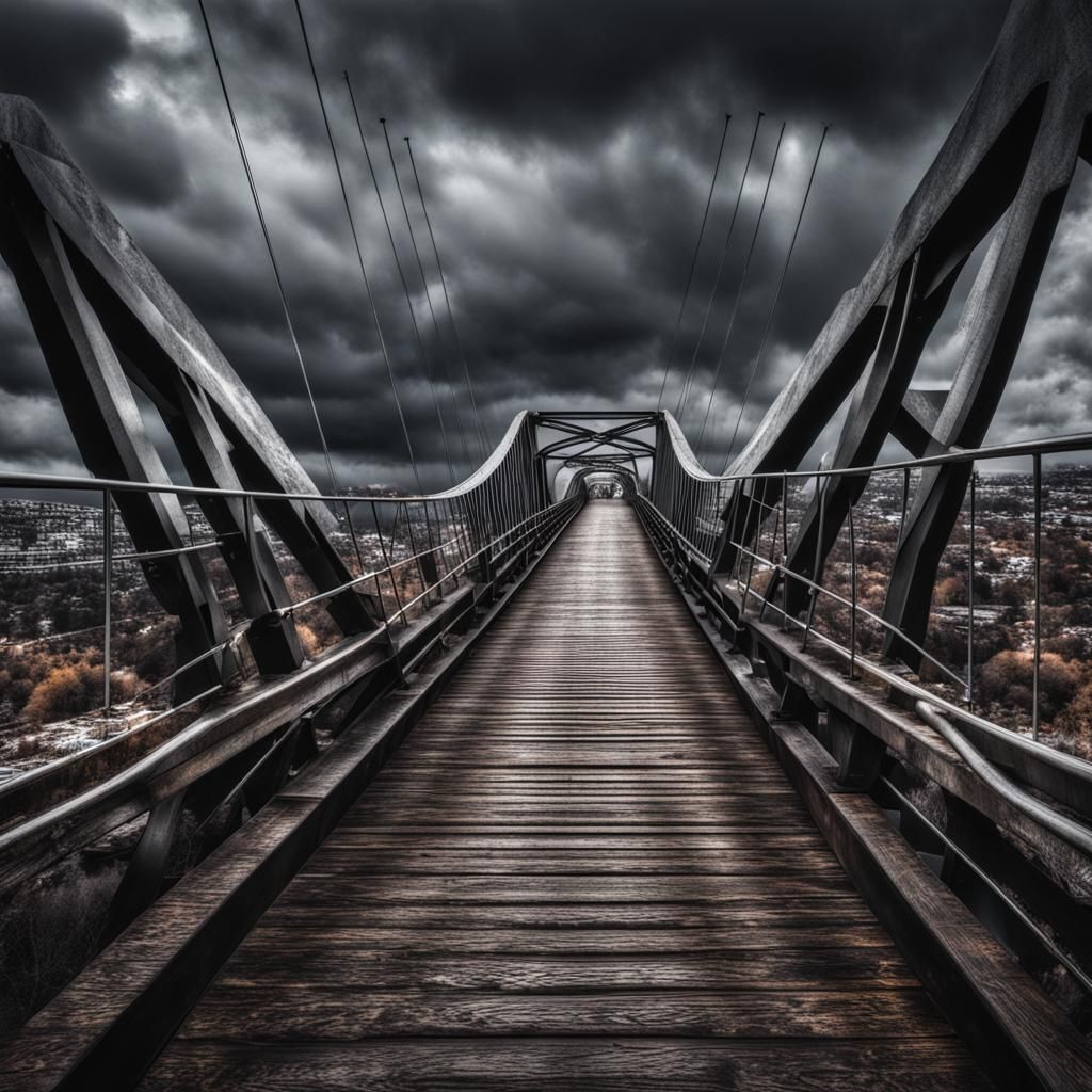 Hyperrealistic Asymmetrical Bridge with Intricate Details